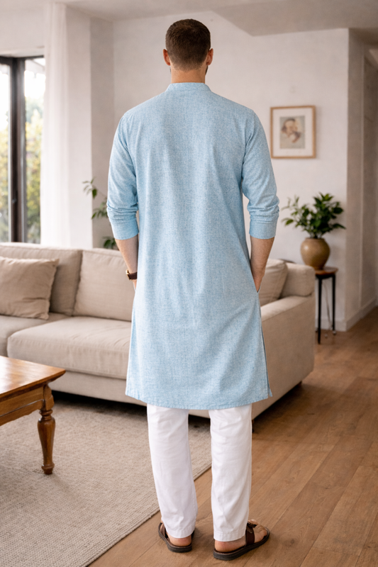 Linen comfort festive wear kurta set