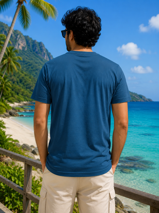 Men’s Blue Graphic Crew Neck T-Shirt