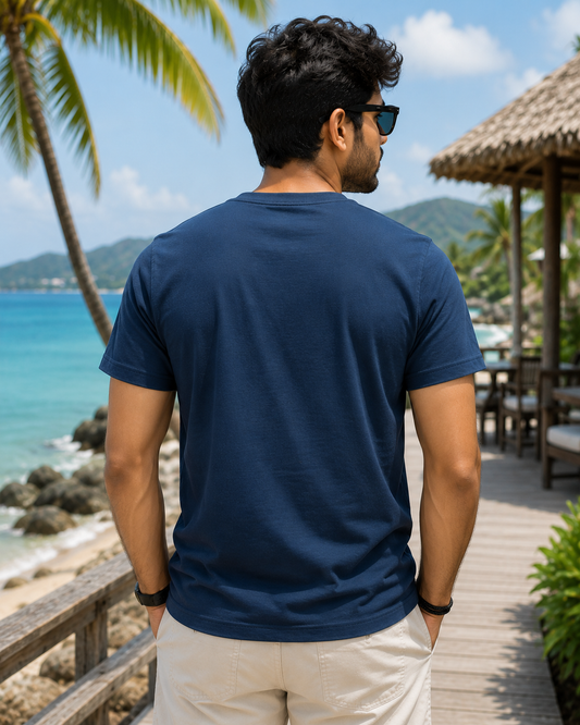Men's Navy Blue Graphic Print T-Shirt
