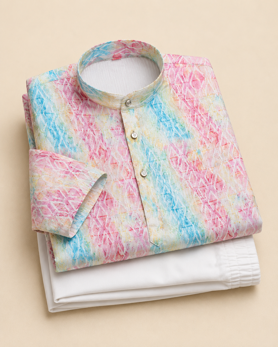 Men's Pastel Abstract Printed Kurta Set