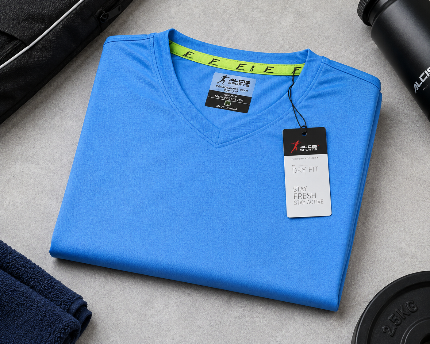Men’s Sky Blue Dry-Fit Sports T-Shirt