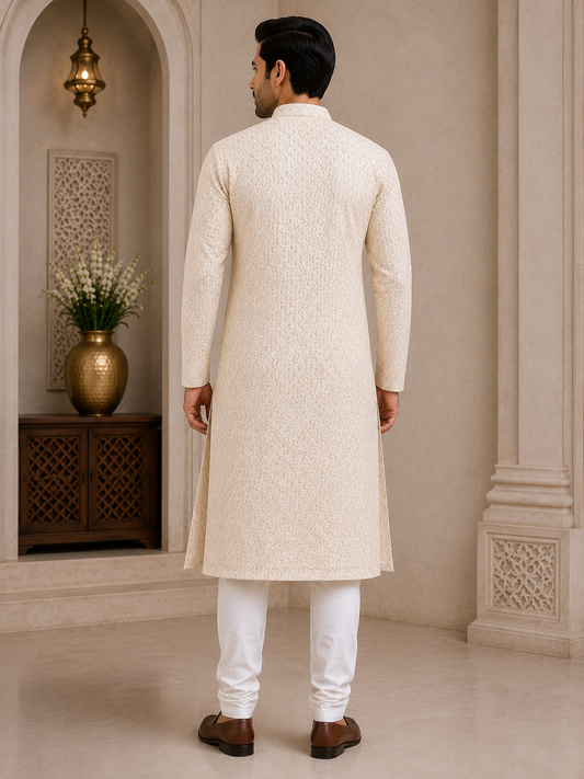 Peach Embroidered Kurta Set