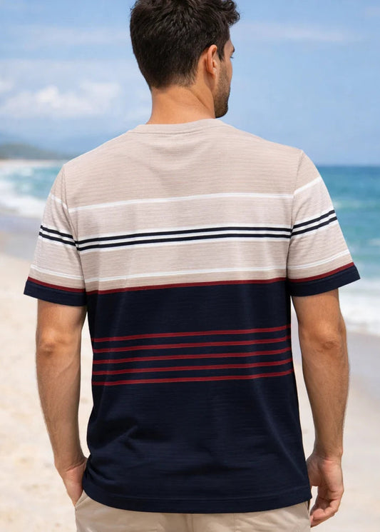 Textured Stripe Ribbed T-Shirt – Modern Coastal Classic