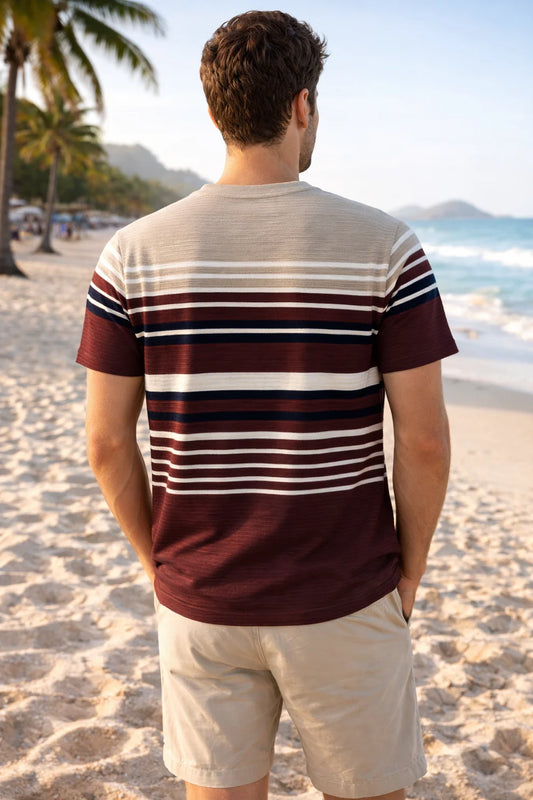 Textured Stripe Ribbed T-Shirt – Modern Coastal Classic