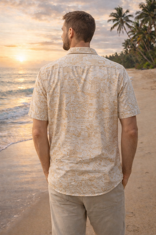 Coastal Abstract Print Classy Shirt