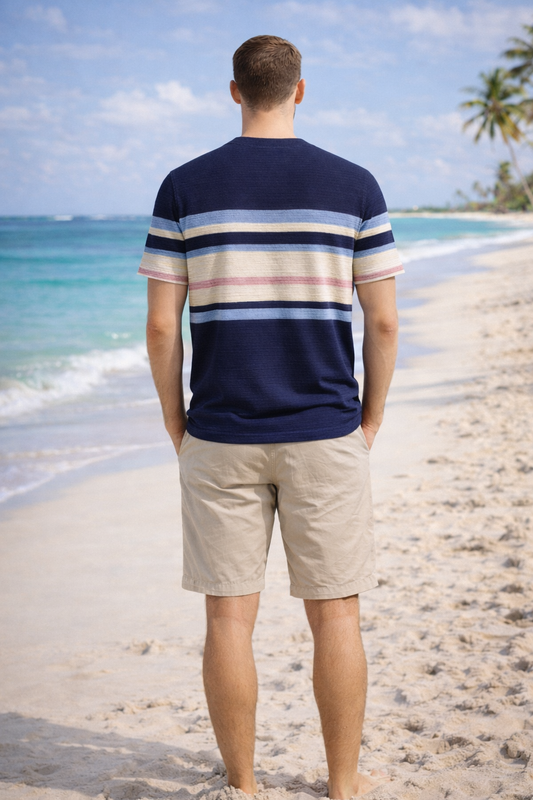 Textured Stripe Ribbed T-Shirt – Modern Coastal Classic