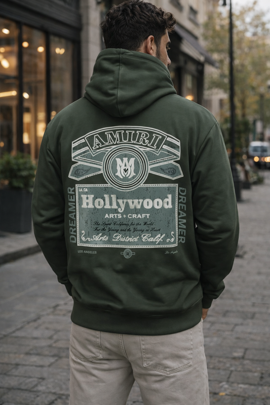 Back view of men's urban hoodie featuring premium fabric and modern casual design.