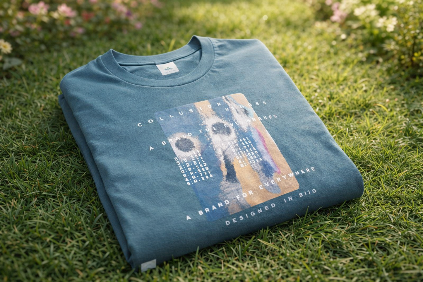 Teal blue round neck