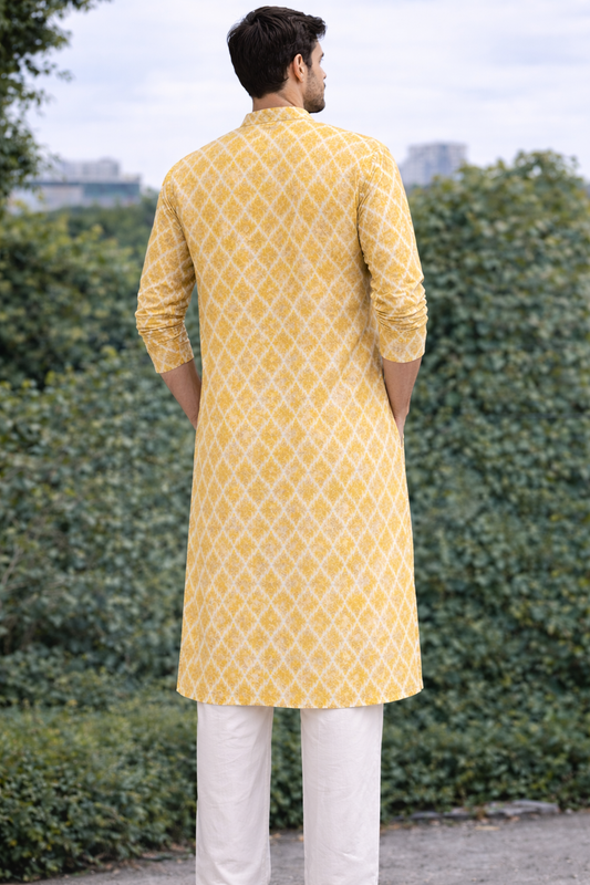 Yellow printed kurta