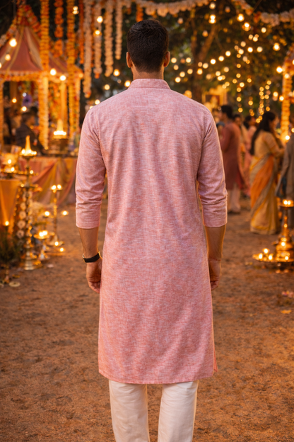 Linen comfort festive wear kurta set