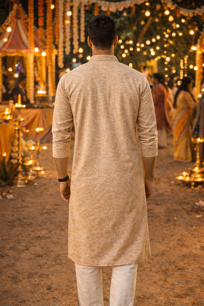Linen comfort festive wear kurta set