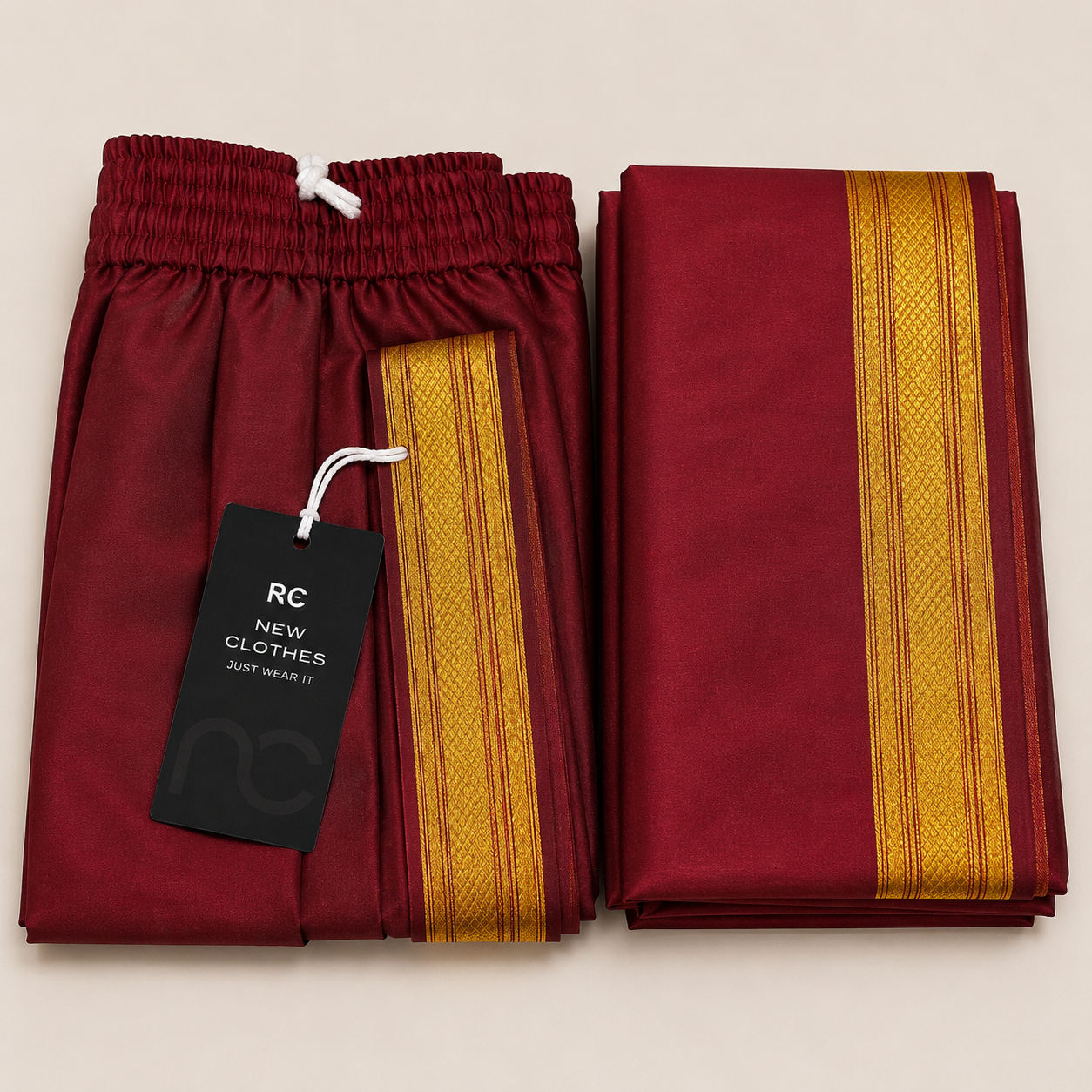 Marron Silk Dhoti & Uperna Set