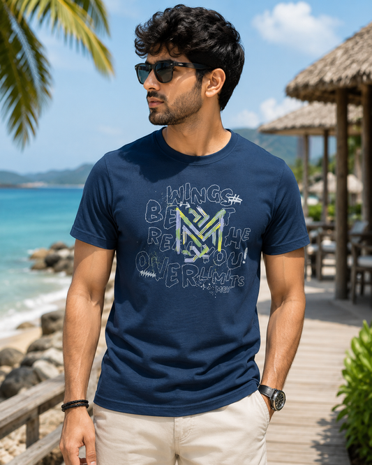 Men's Navy Blue Graphic Print T-Shirt