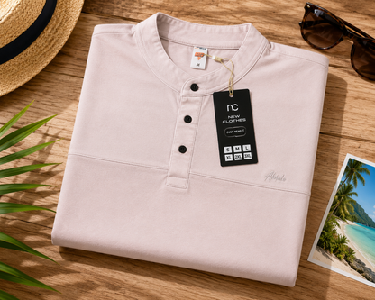Men’s Light Pink Henley Neck T-Shirt