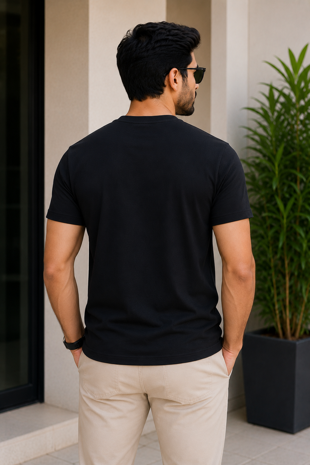 Men's Plain Black Crew Neck T-Shirt