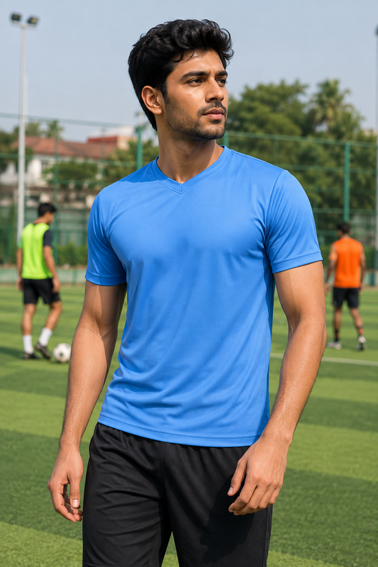 Men’s Sky Blue Dry-Fit Sports T-Shirt