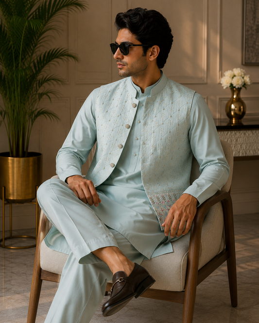 Mint Green Three-Piece Kurta Set