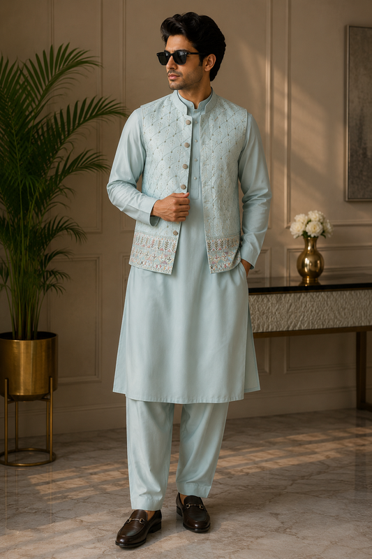 Mint Green Three-Piece Kurta Set