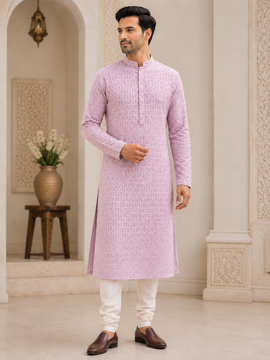 Pink Embroidered Kurta Set