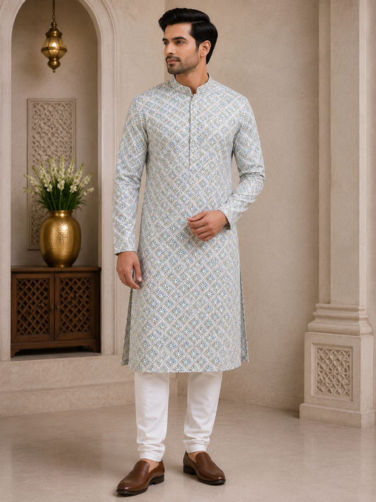 Premium Printed Kurta Set for Men