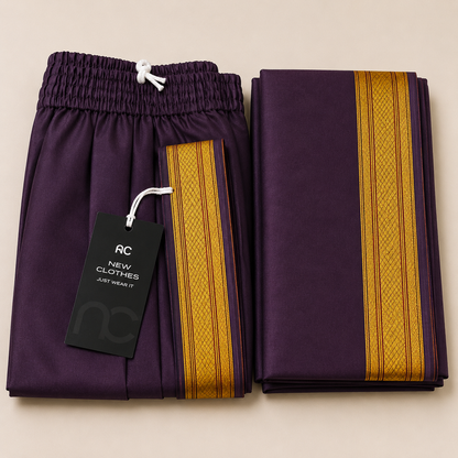 Purple Silk Dhoti & Uperna Set