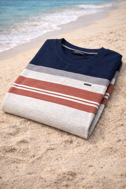 Textured Stripe Ribbed T-Shirt – Modern Coastal Classic