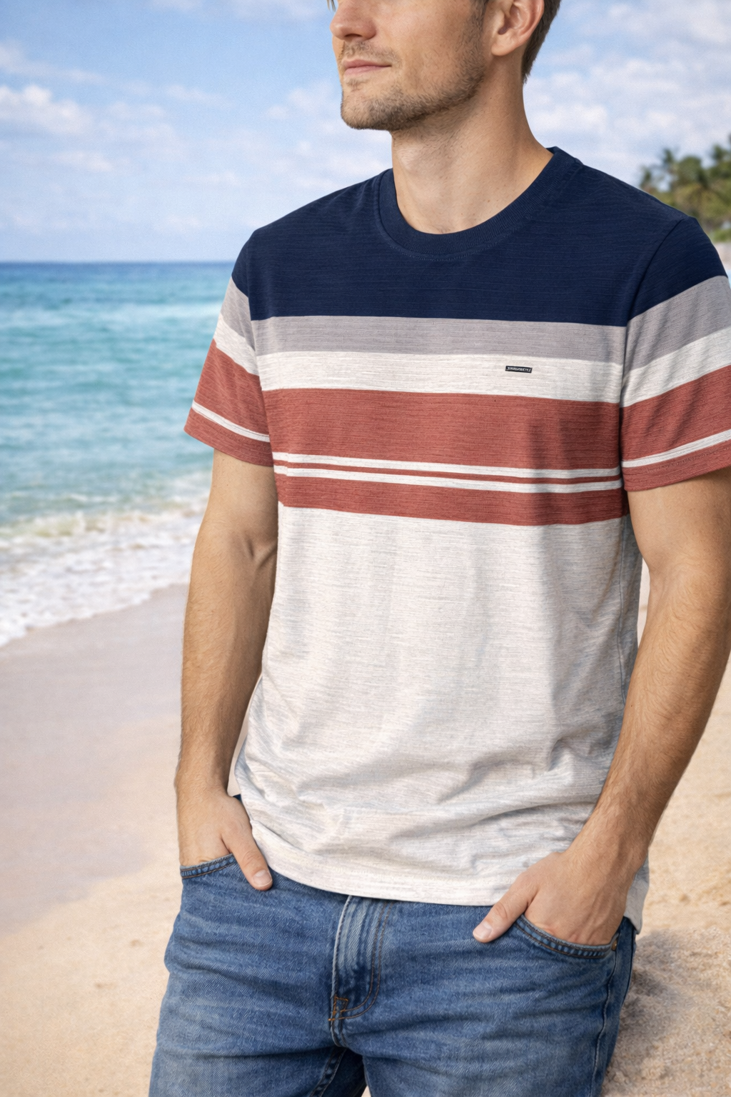 Textured Stripe Ribbed T-Shirt – Modern Coastal Classic