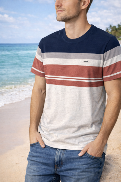 Textured Stripe Ribbed T-Shirt – Modern Coastal Classic