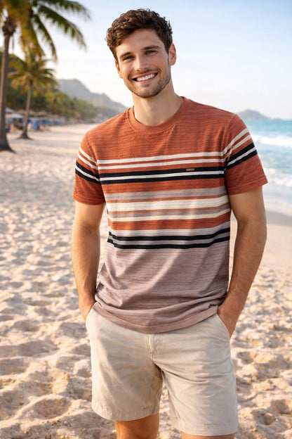 Textured Stripe Ribbed T-Shirt – Modern Coastal Classic