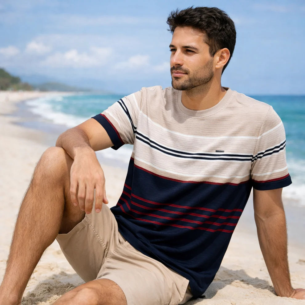 Textured Stripe Ribbed T-Shirt – Modern Coastal Classic