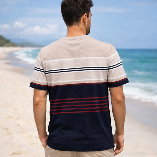 Textured Stripe Ribbed T-Shirt – Modern Coastal Classic
