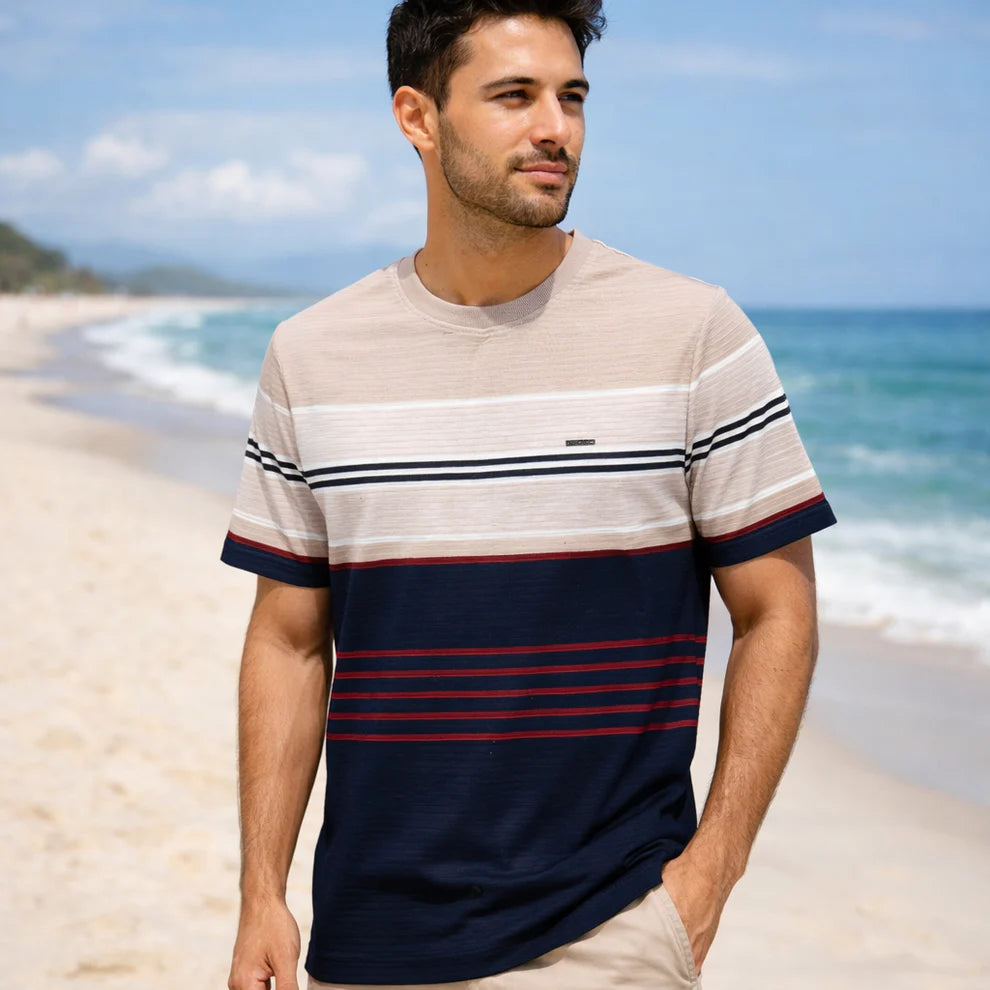 Textured Stripe Ribbed T-Shirt – Modern Coastal Classic