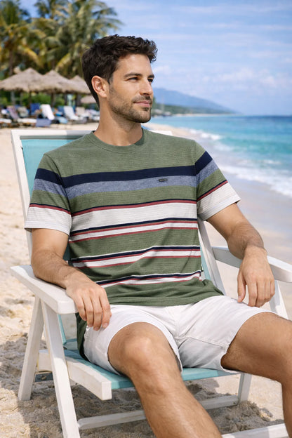 Textured Stripe Ribbed T-Shirt – Modern Coastal Classic