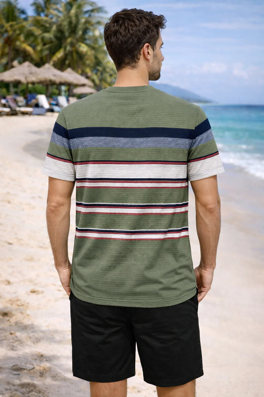 Textured Stripe Ribbed T-Shirt – Modern Coastal Classic