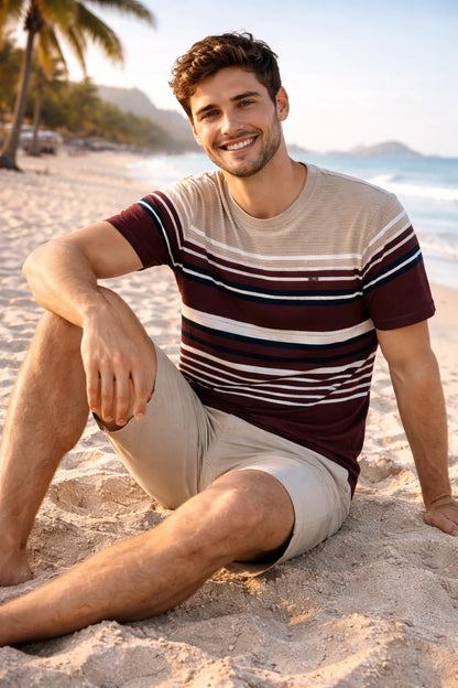 Textured Stripe Ribbed T-Shirt – Modern Coastal Classic
