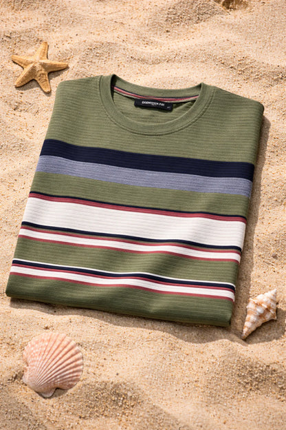 Textured Stripe Ribbed T-Shirt – Modern Coastal Classic