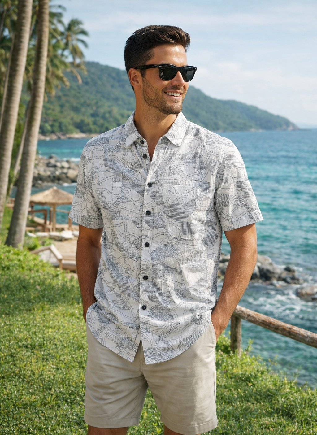 Coastal Abstract Print Classy Shirt