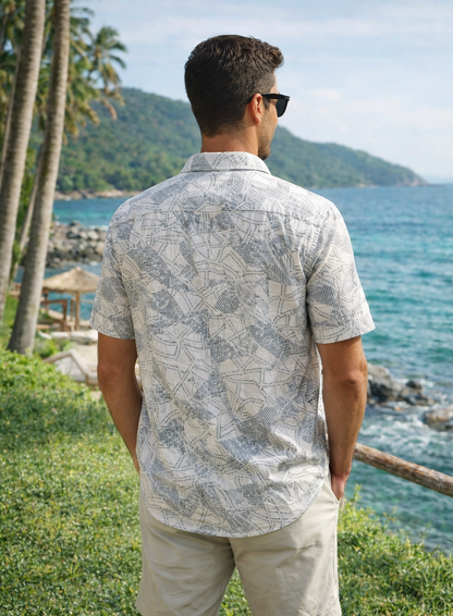 Coastal Abstract Print Classy Shirt