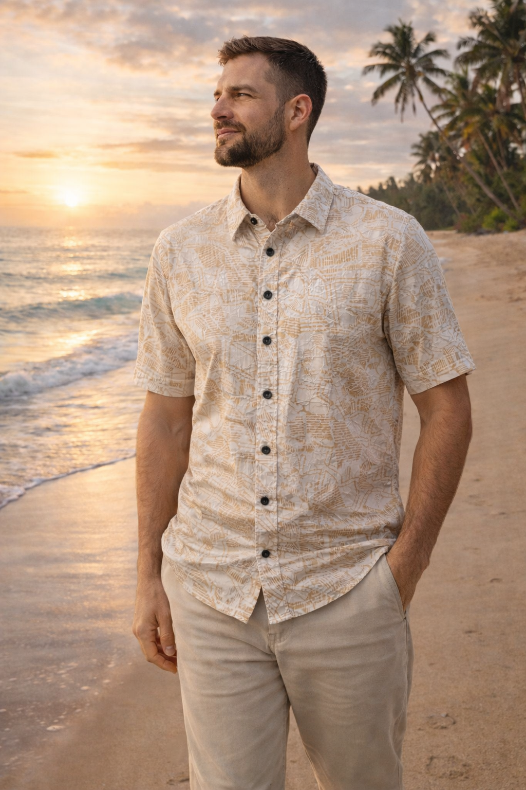 Coastal Abstract Print Classy Shirt