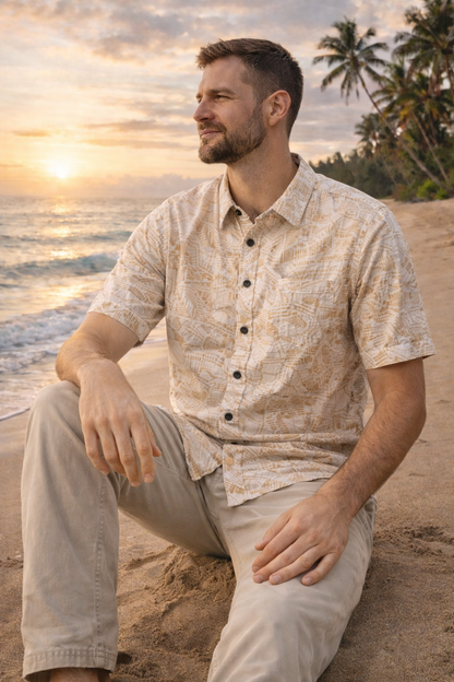 Coastal Abstract Print Classy Shirt