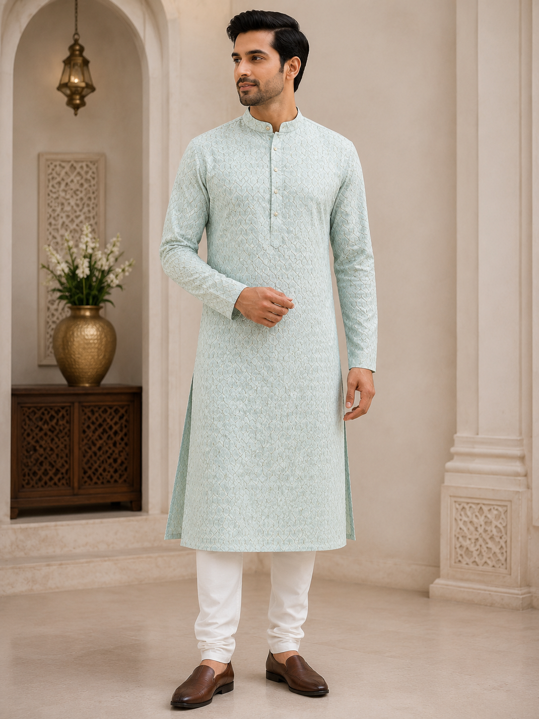 Mint green Embroidered Kurta Set