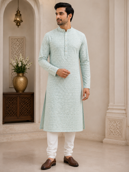 Mint green Embroidered Kurta Set
