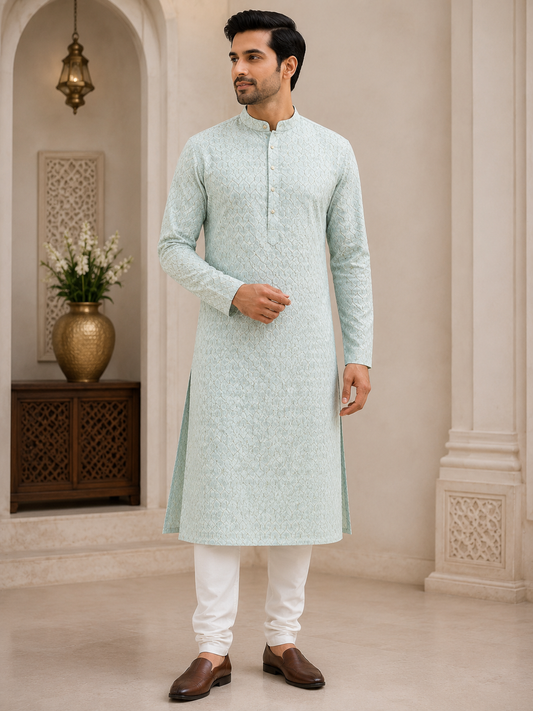 Mint green Embroidered Kurta Set