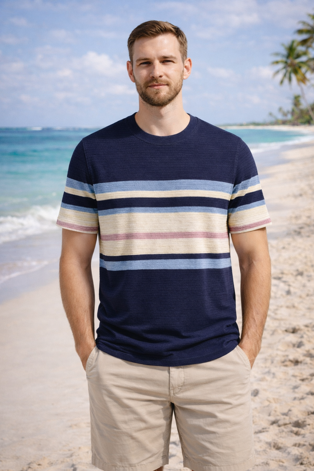 Textured Stripe Ribbed T-Shirt – Modern Coastal Classic