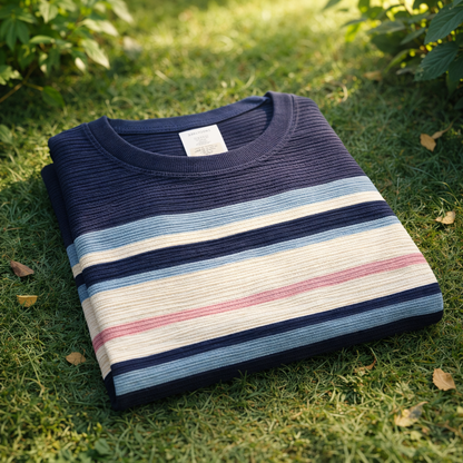 Textured Stripe Ribbed T-Shirt – Modern Coastal Classic