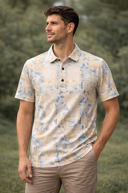Contemporary Print Polo – Effortless Smart-Casual Style
