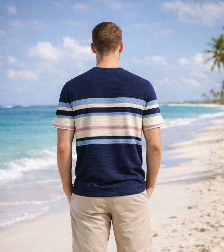 Textured Stripe Ribbed T-Shirt – Modern Coastal Classic