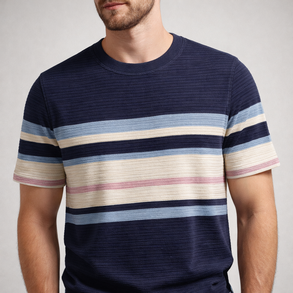 Textured Stripe Ribbed T-Shirt – Modern Coastal Classic