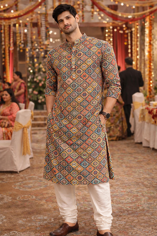 Intricate Premium Printed Festive kurta Set