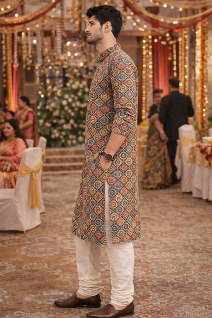 Intricate Premium Printed Festive kurta Set
